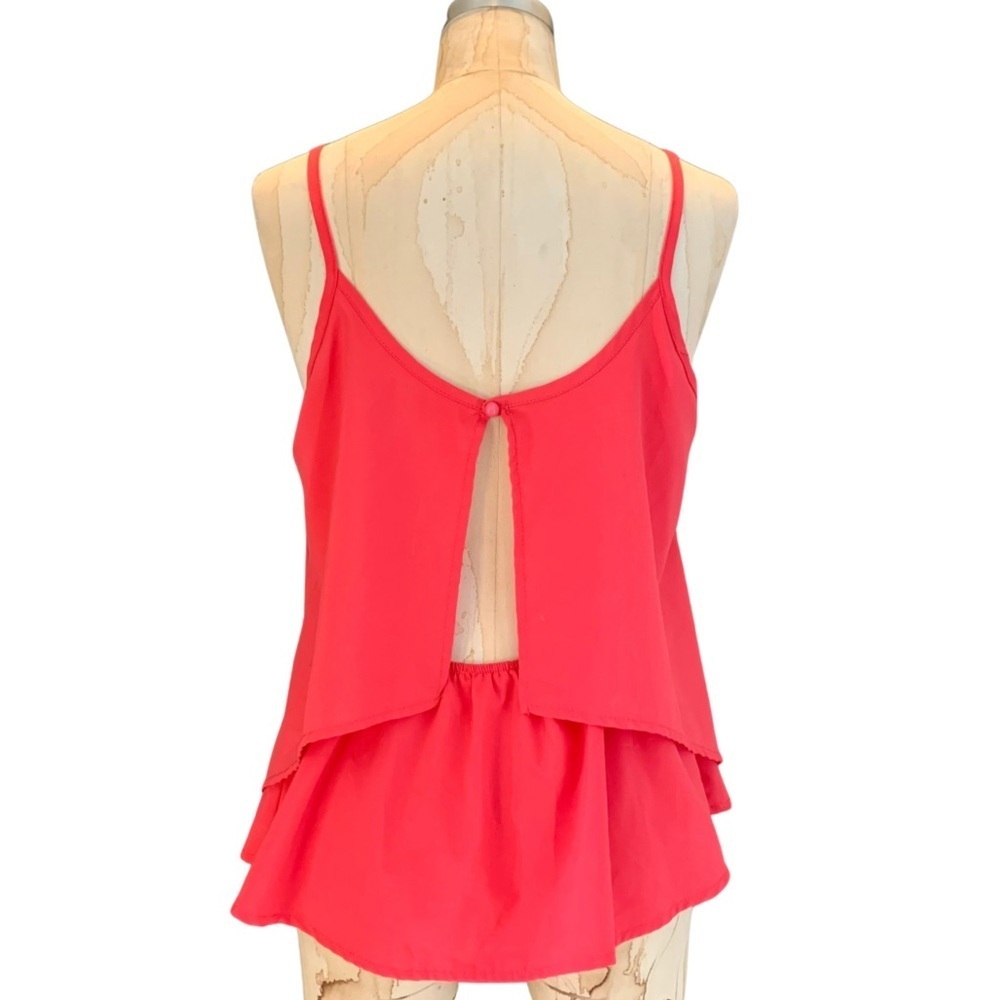 Tea n Rose Red Tired Spaghetti Strap Open Back Tank Top Womens Size Large - Picture 3 of 9